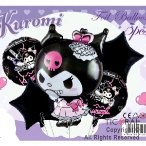 SET DE GLOBOS METALIZADO KUROMI 5 UNIDADES X 1